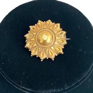 Antique Victorian Gilt Star Shaped Mourning Brooch